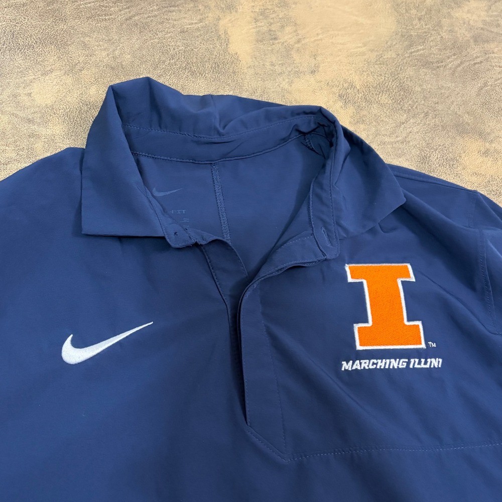 Nike Polo Shirt Mens Small Navy Blue Marching Illini Dri-FIT HF7061-421